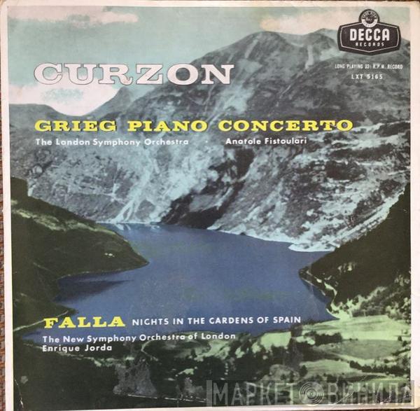, Edvard Grieg , Manuel De Falla , Clifford Curzon , The London Symphony Orchestra , Anatole Fistoulari , The New Symphony Orchestra Of London  Enrique Jordá  - Piano Concerto / Nights In The Gardens Of Spain