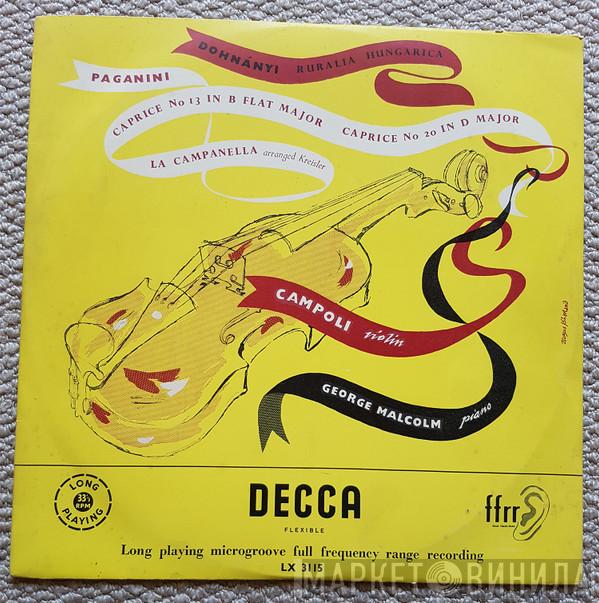 , Ernst von Dohnányi , Niccolò Paganini , Alfredo Campoli  George Malcolm  - Ruralia Hungarica / Caprice No. 13 In B Flat Major / Caprice No. 20 In D Major / La Campanella