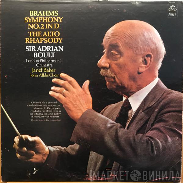 , Johannes Brahms , Sir Adrian Boult , The London Philharmonic Orchestra , Janet Baker  John Alldis Choir  - Symphony No. 2 In D / The Alto Rhapsody
