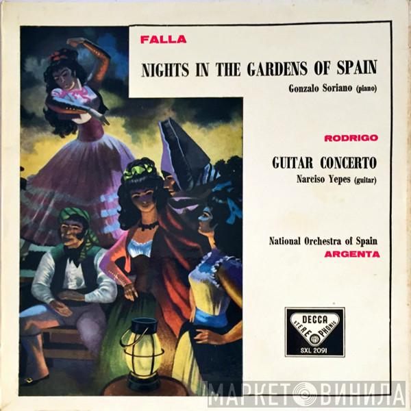 , Manuel De Falla / Gonzalo Soriano , Joaquín Rodrigo , Narciso Yepes , Orquesta Nacional De España  Ataúlfo Argenta  - Nights In The Gardens Of Spain / Guitar Concerto