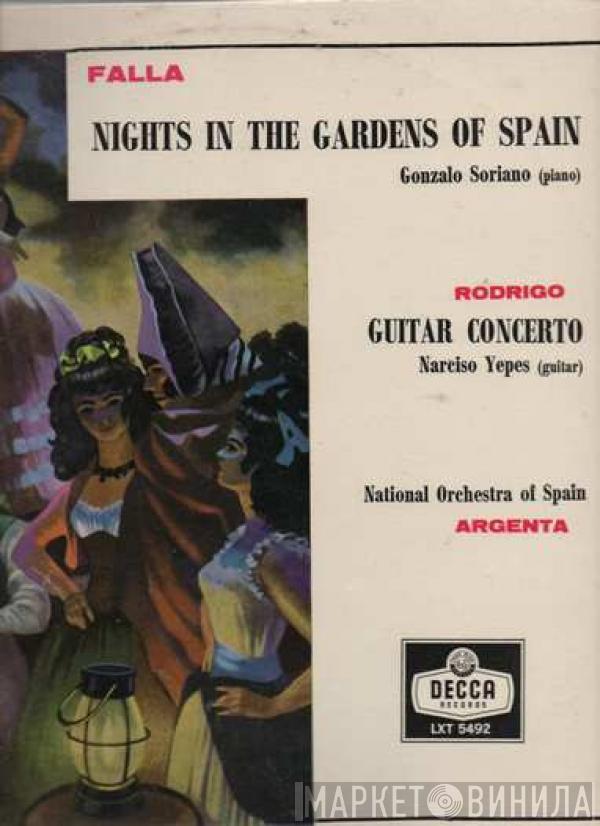 , Manuel De Falla , Gonzalo Soriano , Joaquín Rodrigo , Narciso Yepes , Orquesta Nacional De España  Ataúlfo Argenta  - Nights In The Gardens Of Spain / Guitar Concerto
