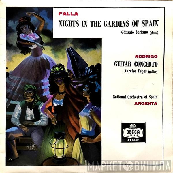 , Manuel De Falla , Gonzalo Soriano , Joaquín Rodrigo , Narciso Yepes , Orquesta Nacional De España  Ataúlfo Argenta  - Nights In The Gardens Of Spain / Guitar Concerto