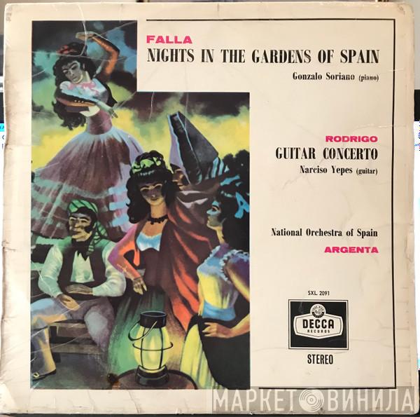 , Manuel De Falla , Gonzalo Soriano , Joaquín Rodrigo , Narciso Yepes , Orquesta Nacional De España  Ataúlfo Argenta  - Nights In The Gardens Of Spain / Guitar Concerto