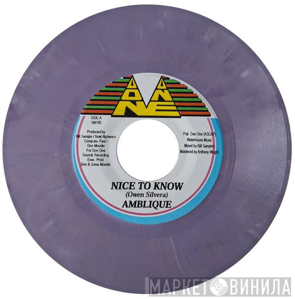 Ambelique, Computer Paul, Noel Alphonso - Nice To Know / Toe To Toe