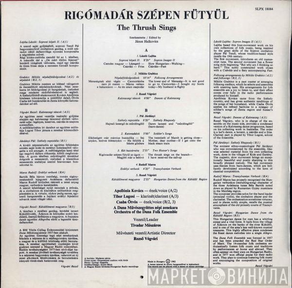 Folk Orchestra Of The Duna Ensemble, Mészáros Tivadar, Csaba Ötvös, Apollónia Kovács, Lugosi Tibor - Rigómadár Szépen Fütyül (The Thrush Sings)