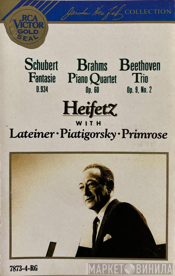 , Franz Schubert , Johannes Brahms , Ludwig van Beethoven , Jascha Heifetz , Jacob Lateiner , Gregor Piatigorsky  William Primrose  - Schubert • Brahms • Beethoven
