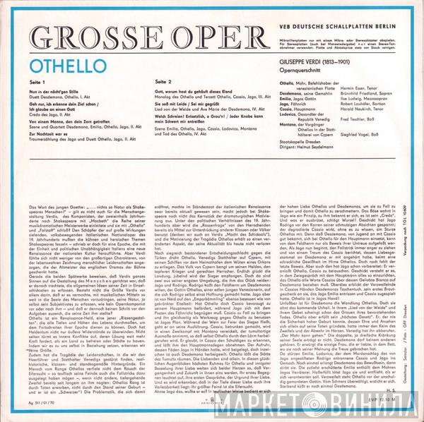, Giuseppe Verdi , Hermin Esser , Brünnhild Friedland , Robert Lauhöfer , Harald Neukirch , Staatskapelle Dresden  Helmut Seydelmann  - Othello