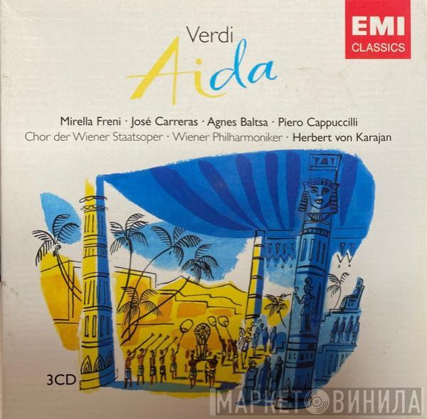 , Giuseppe Verdi , Mirella Freni , José Carreras , Agnes Baltsa , Piero Cappuccilli , Wiener Staatsopernchor , Wiener Philharmoniker  Herbert von Karajan  - Aida