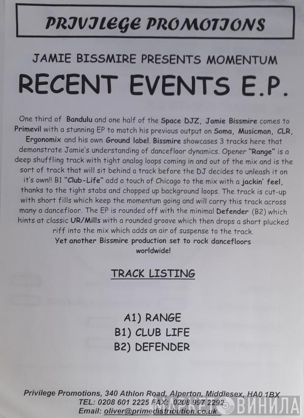 Jamie Bissmire, Momentum  - Recent Events EP