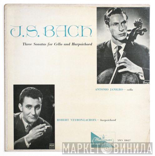 , Johann Sebastian Bach , Antonio Janigro  Robert Veyron-Lacroix  - Three Sonatas For Cello And Harpsichord