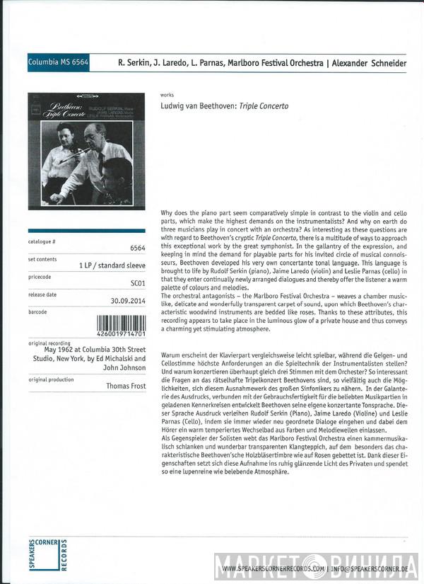 , Ludwig van Beethoven , Rudolf Serkin and Jaime Laredo  Leslie Parnas  - Triple Concerto