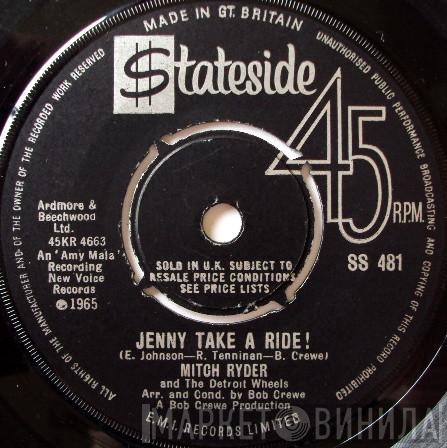 Mitch Ryder & The Detroit Wheels - Jenny Take A Ride! / Baby Jane (Mo-Mo Jane)