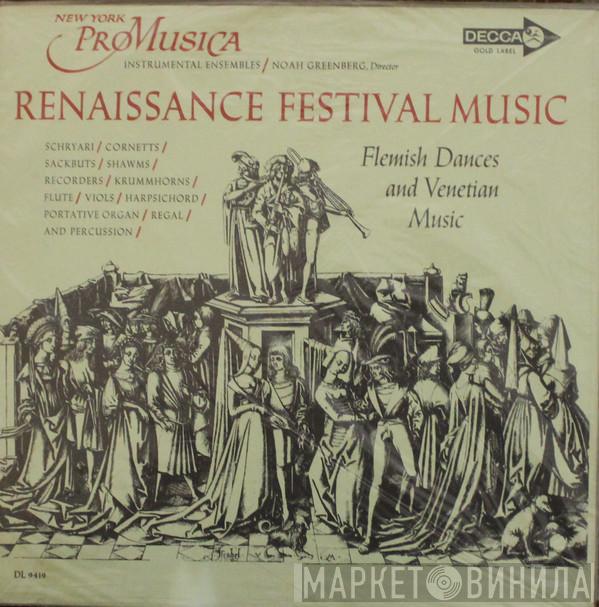New York Pro Musica, Noah Greenberg - Renaissance Festival Music: Flemish Dances And Venetian Music