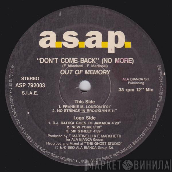 Out Of Memory  - Don't Come Back (No More)