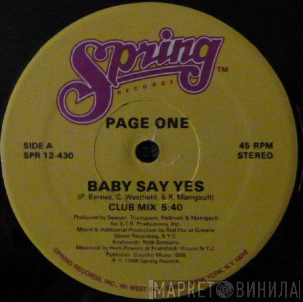 Page One  - Baby Say Yes