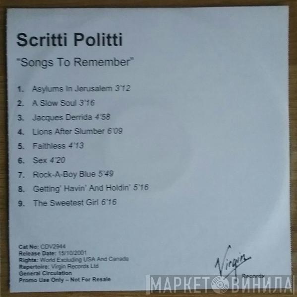 Scritti Politti - Songs To Remember