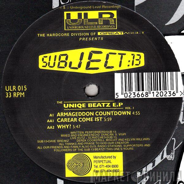 Subject 13 - The Uniqe Beatz E.P Vol. 1