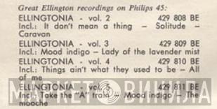 Duke Ellington And His Orchestra – Ellingtonia - Винил CD и Кассеты лейбла Duke Ellington And His Orchestra – Ellingtonia на сайте МаркетВинила