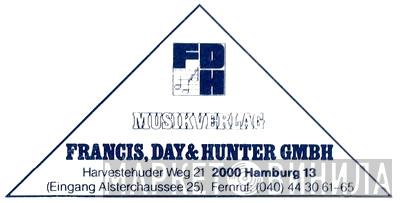 Francis, Day & Hunter GmbH - Винил CD и Кассеты лейбла Francis, Day & Hunter GmbH на сайте МаркетВинила