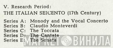 V. Research Period: The Italian Seicento - Винил CD и Кассеты лейбла V. Research Period: The Italian Seicento на сайте МаркетВинила