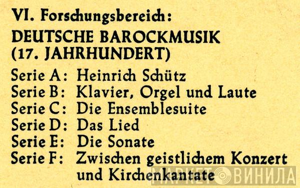 VI. Forschungsbereich: Deutsche Barockmusik - Винил CD и Кассеты лейбла VI. Forschungsbereich: Deutsche Barockmusik на сайте МаркетВинила