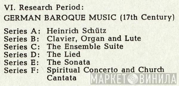 VI. Research Period: German Baroque Music - Винил CD и Кассеты лейбла VI. Research Period: German Baroque Music на сайте МаркетВинила