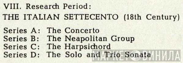 VIII: Research Period: The Italian Settecento - Винил CD и Кассеты лейбла VIII: Research Period: The Italian Settecento на сайте МаркетВинила