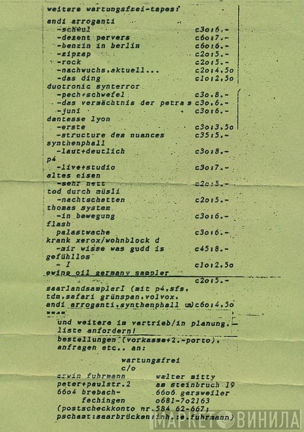 Wartungsfrei - Винил CD и Кассеты лейбла Wartungsfrei на сайте МаркетВинила